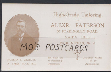 London Postcard - Tailor Alexander Paterson, Maida Hill, Paddington   A4549