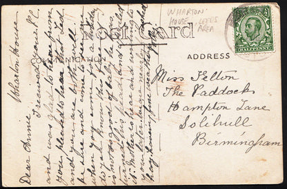 Yorkshire Postcard - Lady With Baby Stood Outside Wharton House, Leeds A5004