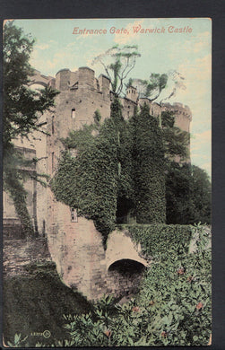 Warwickshire Postcard - Entrance Gate, Warwick Castle    RT977