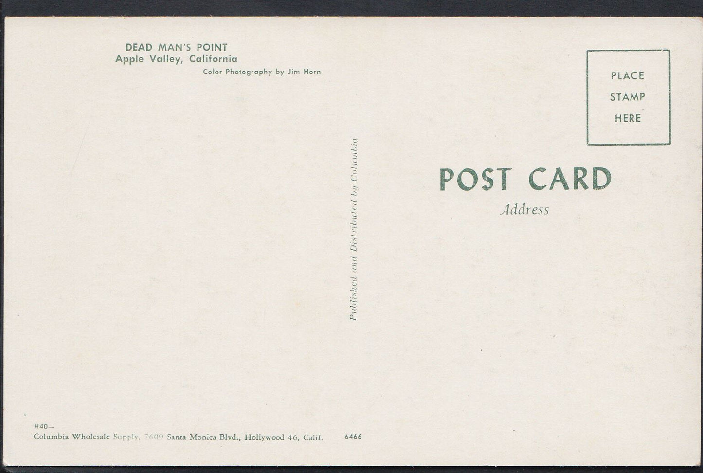 America Postcard - Dead Man's Point, Apple Valley, California  RT660