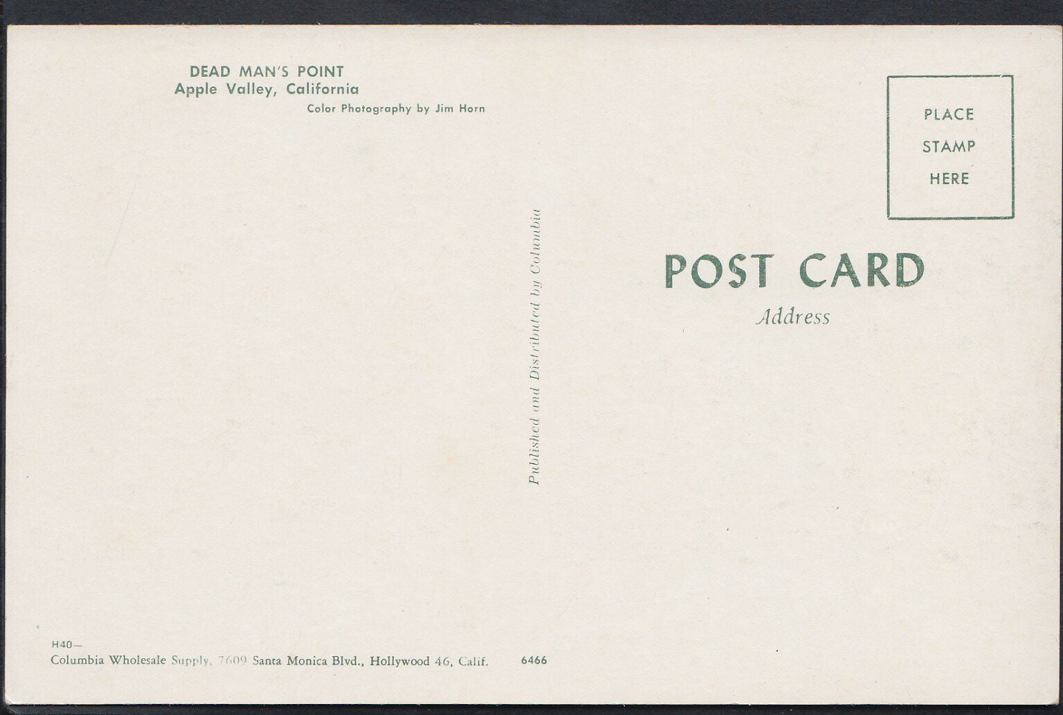 America Postcard - Dead Man's Point, Apple Valley, California  RT660