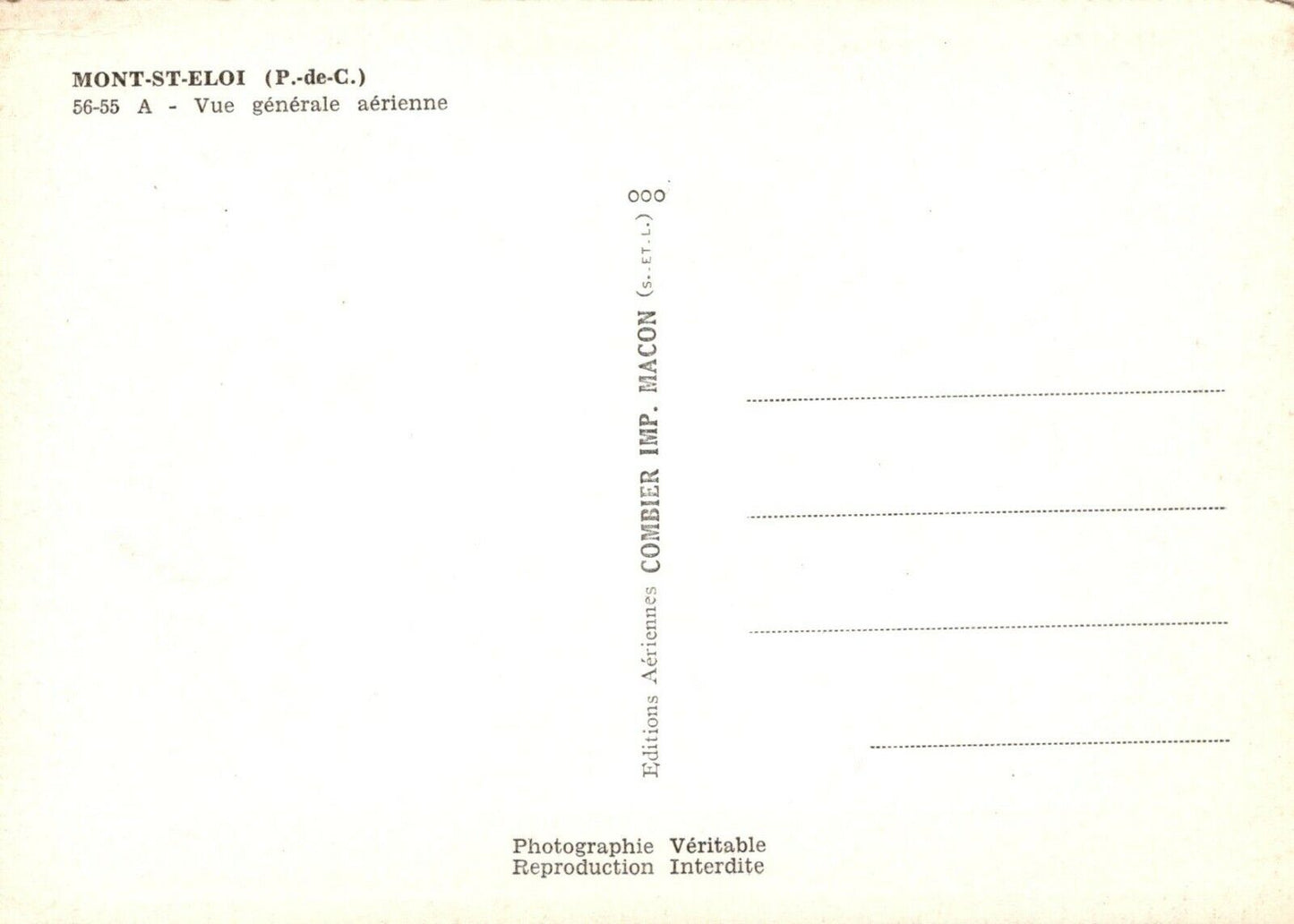 France Postcard - Aerial View of Mont-Saint-Éloi, Pas-de-Calais  RRR534