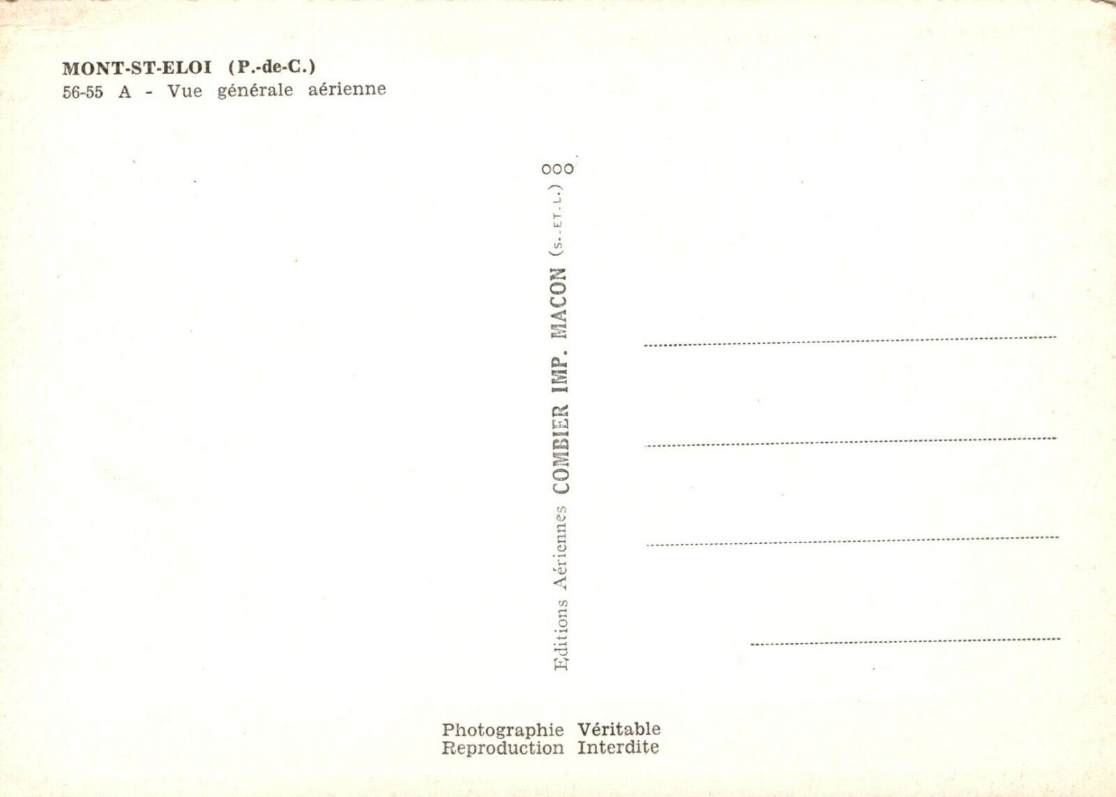 France Postcard - Aerial View of Mont-Saint-Éloi, Pas-de-Calais  RRR534