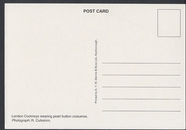 Pearly Pride Postcard - London Cockneys Wearing Pearl Button Costumes RT2367