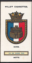 Load image into Gallery viewer, Wills Cigarette Card - Ships Badges Card No 30 - Verdun
