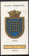 Load image into Gallery viewer, Wills Cigarette Card - Ships Badges Card No 37 - Westminster
