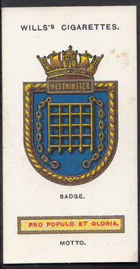 Wills Cigarette Card - Ships Badges Card No 37 - Westminster