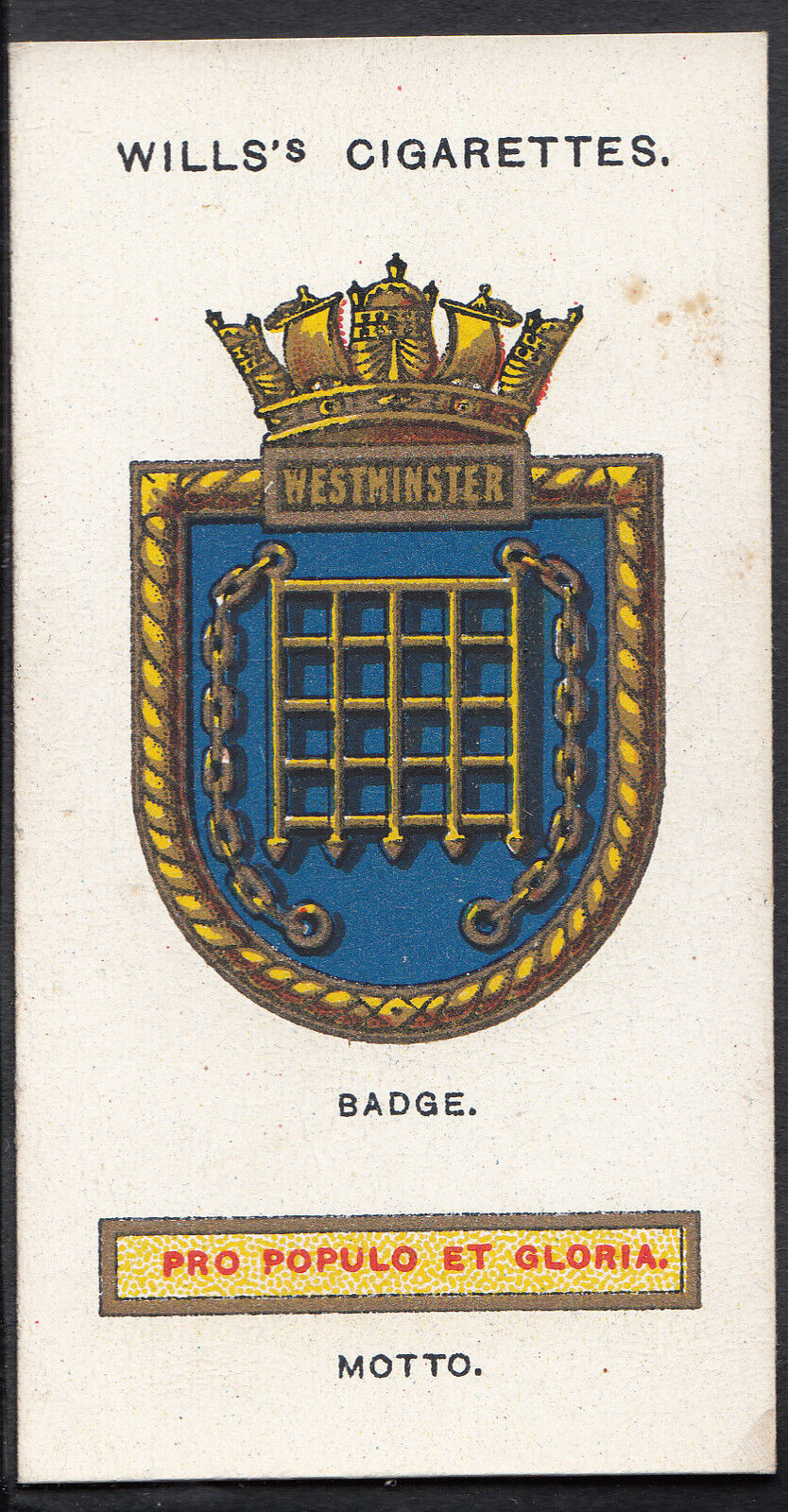 Wills Cigarette Card - Ships Badges Card No 37 - Westminster