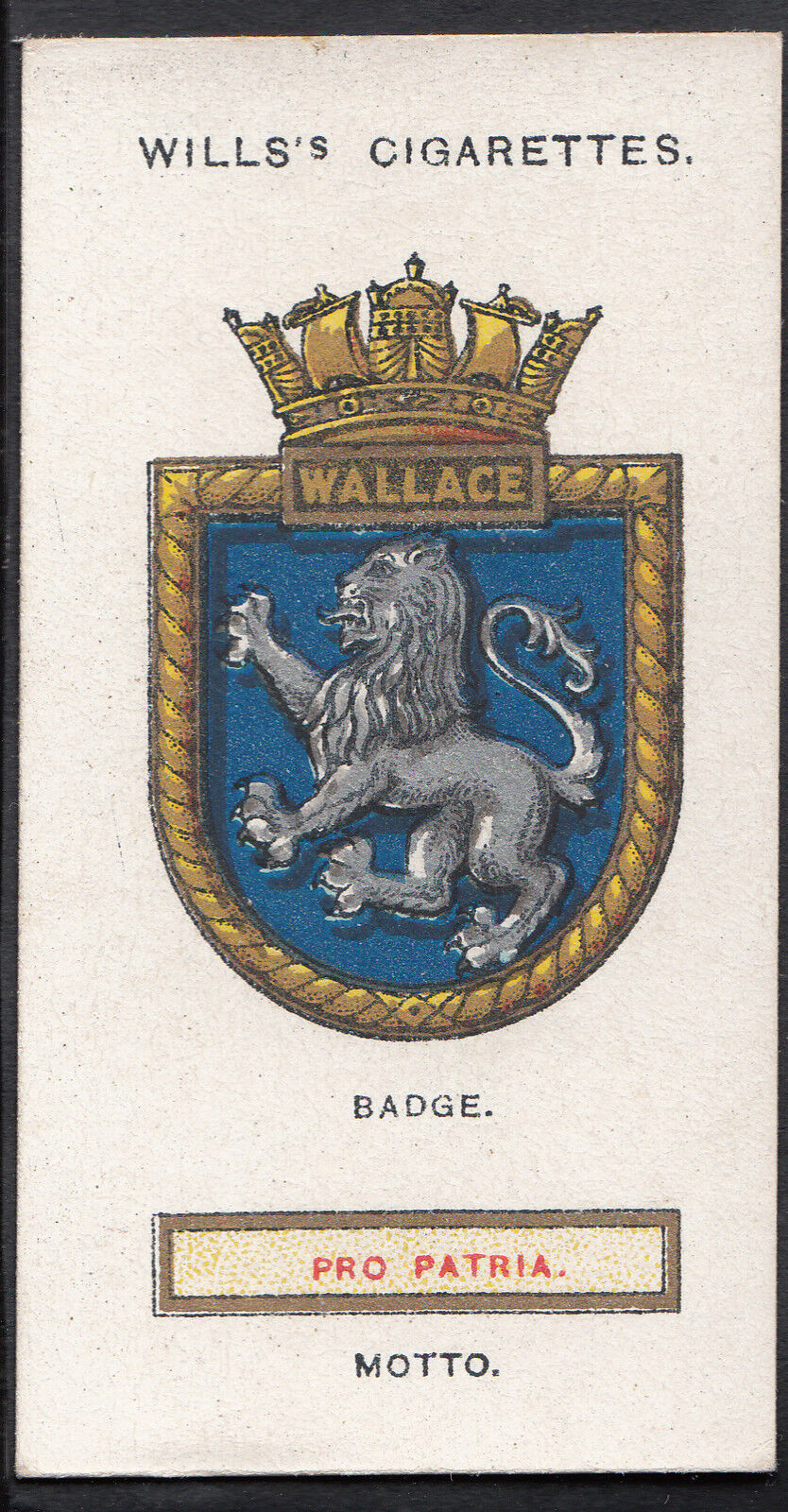 Wills Cigarette Card - Ships Badges Card No 34 - Wallace