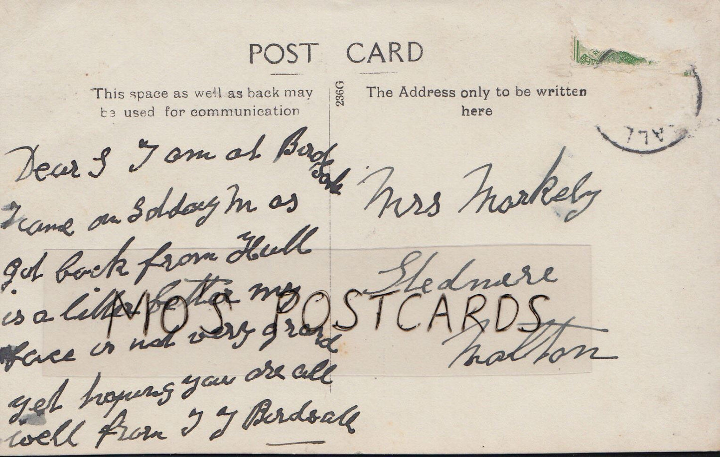 Yorkshire Postcard - Birdstall Post Office    B926
