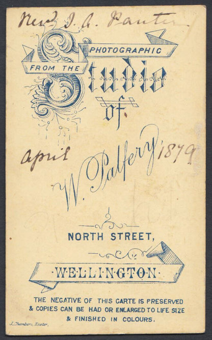 CDV (Carte De Visite)- Wellington - Reverend J.A.Pauter or Panter in 1879 -RT248
