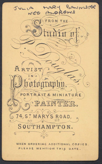 CDV (Carte De Visite) - Southampton Lady, Julia Mary Bannister Nee Andrews RT255