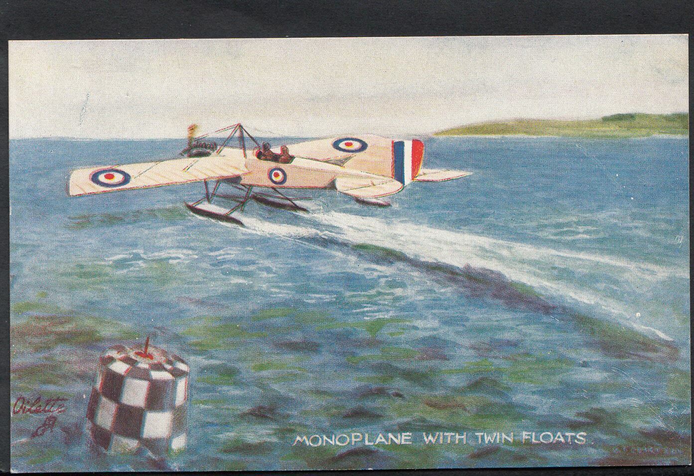 Aviation Postcard - Monoplane With Twin Floats - In The Air Series  RT1485