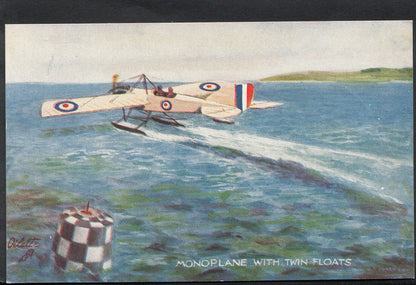 Aviation Postcard - Monoplane With Twin Floats - In The Air Series  RT1485