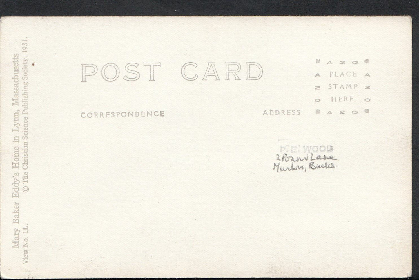 America Postcard - Mary.H.Glover's Christian Scientists Home  MB2565