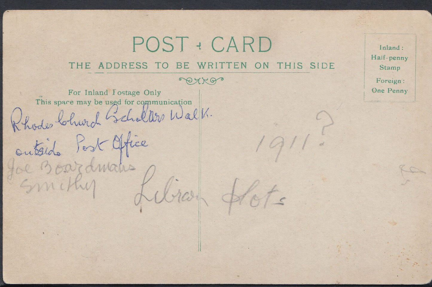 Lancashire Postcard? - Rhodes Church Scholars Walk, Joe Boardmans Smithy A9370