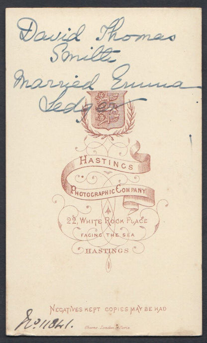 CDV (Carte De Visite) - David Thomas Smith Married Emma Ledger   RT227