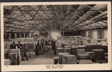 London Postcard - The Port of London - Dock Transit Shed    BE516