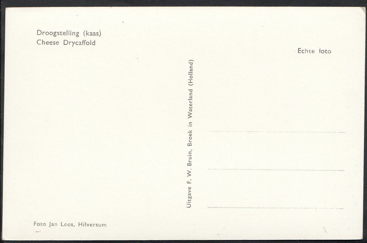Netherlands Postcard - Droogstelling (Kaas) - Cheese Drycaffold  A8812