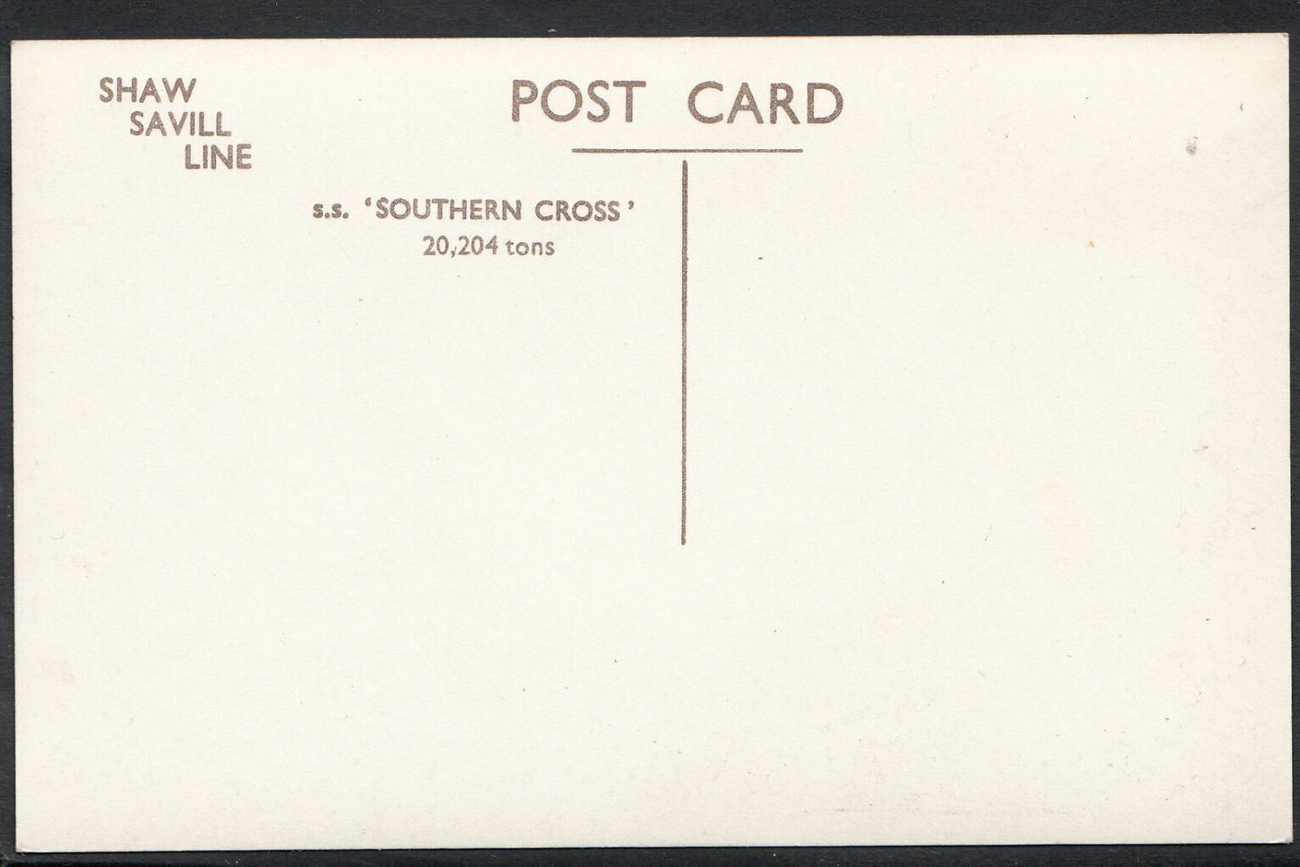 Shipping Postcard - S.S.Southern Cross - Shaw Savill Line    MB944