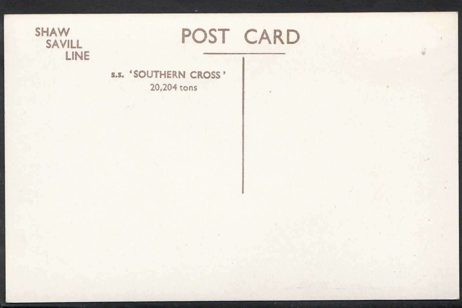 Shipping Postcard - S.S.Southern Cross - Shaw Savill Line    MB944