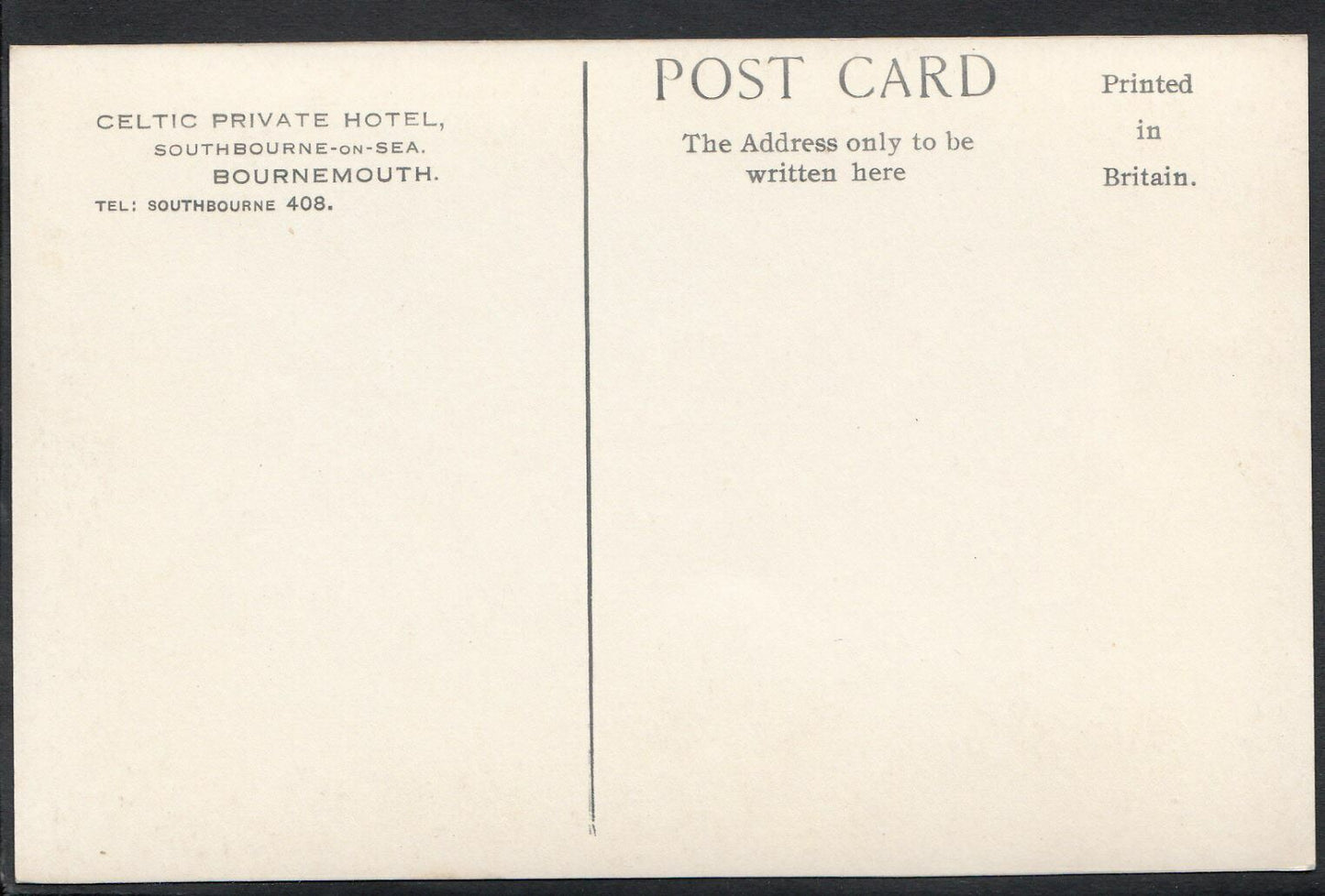 Dorset Postcard - Celtic Private Hotel, Southbourne-On-Sea, Bournemouth   X183