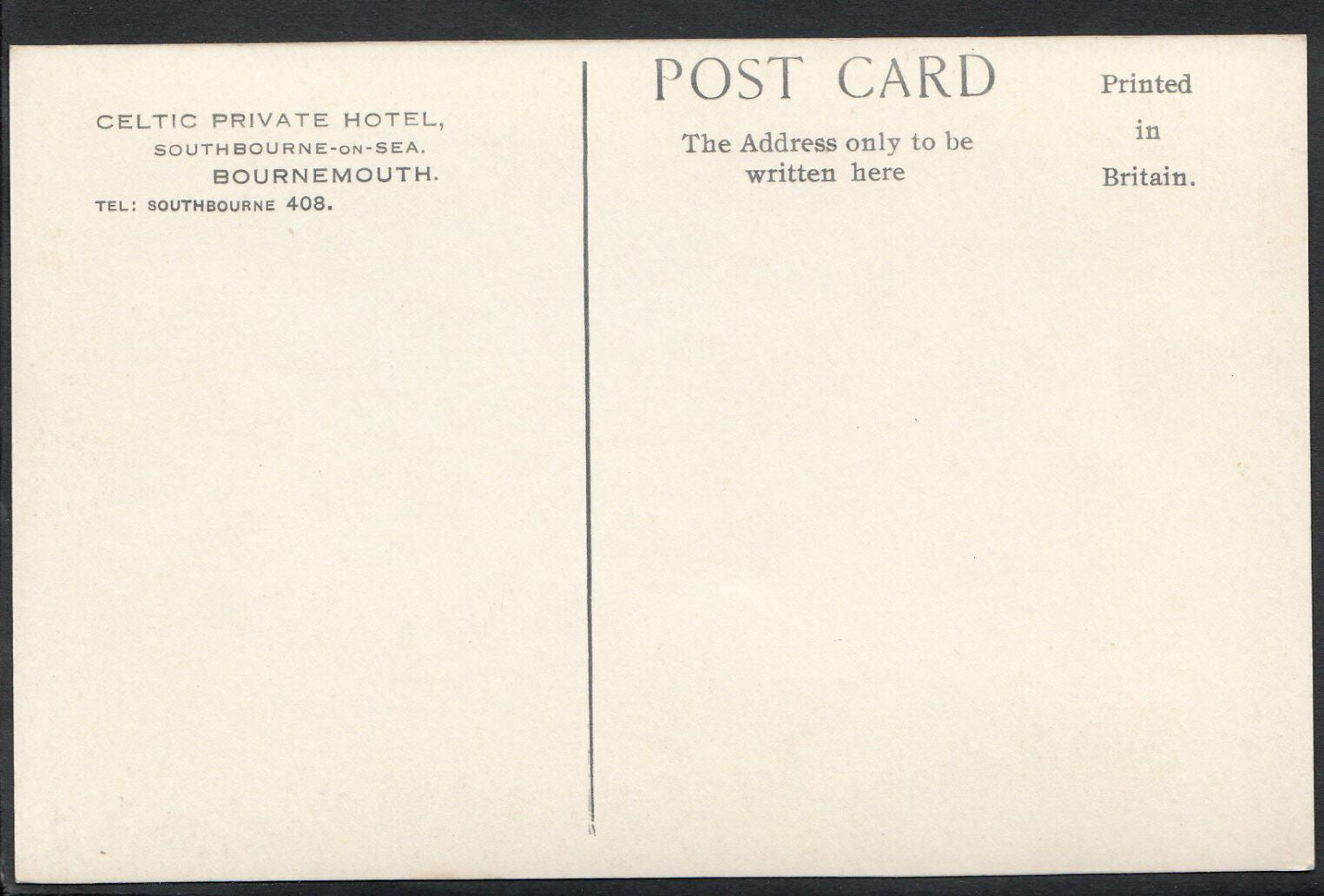 Dorset Postcard - Celtic Private Hotel, Southbourne-On-Sea, Bournemouth   X183