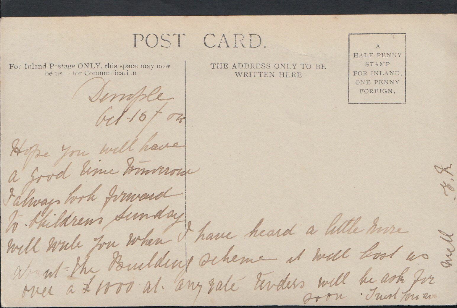Unknown Location Postcard - Large House, Possibly Demple or Dimple?  MB1421