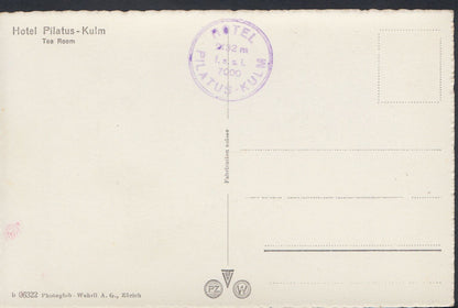 Switzerland Postcard - Hotel Pilatus, Kulm - The Tea Room     RT957