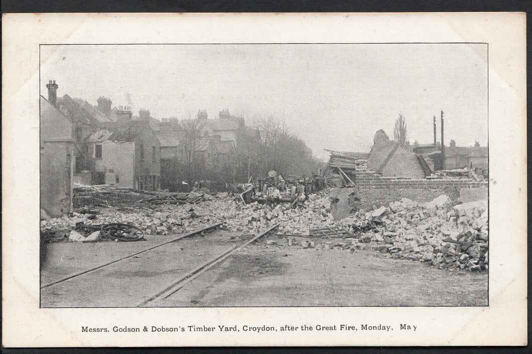 London Postcard - Godson & Dobson's Timberyard Fire Croydon 1905 - B599