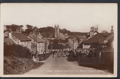 Northumberland Postcard - Parish Church and West Street, Belford   A8643