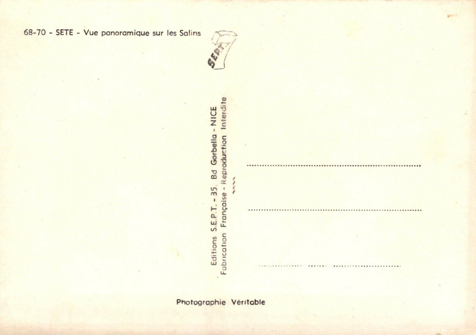 France Postcard - Sete - Vue Panoramique Sur Les Salins - RRR436