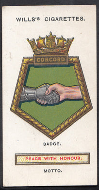 Wills Cigarette Card - Ships Badges Card No 14 - Concord