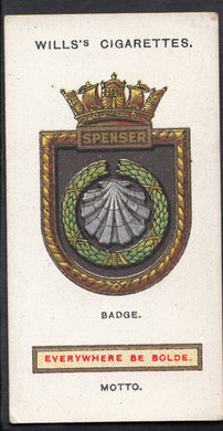 Wills Cigarette Card - Ships Badges Card No 23 - Spenser 