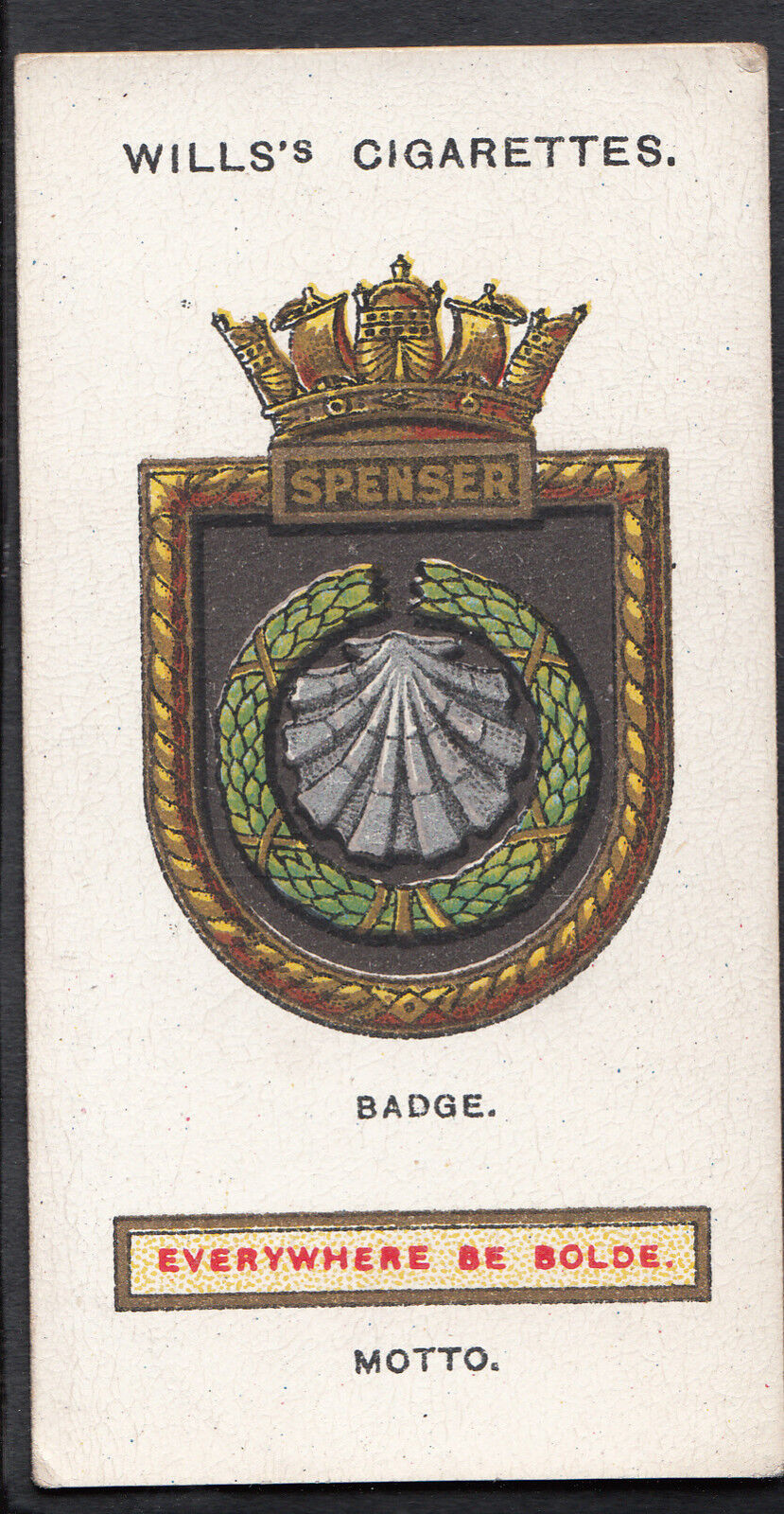 Wills Cigarette Card - Ships Badges Card No 23 - Spenser 