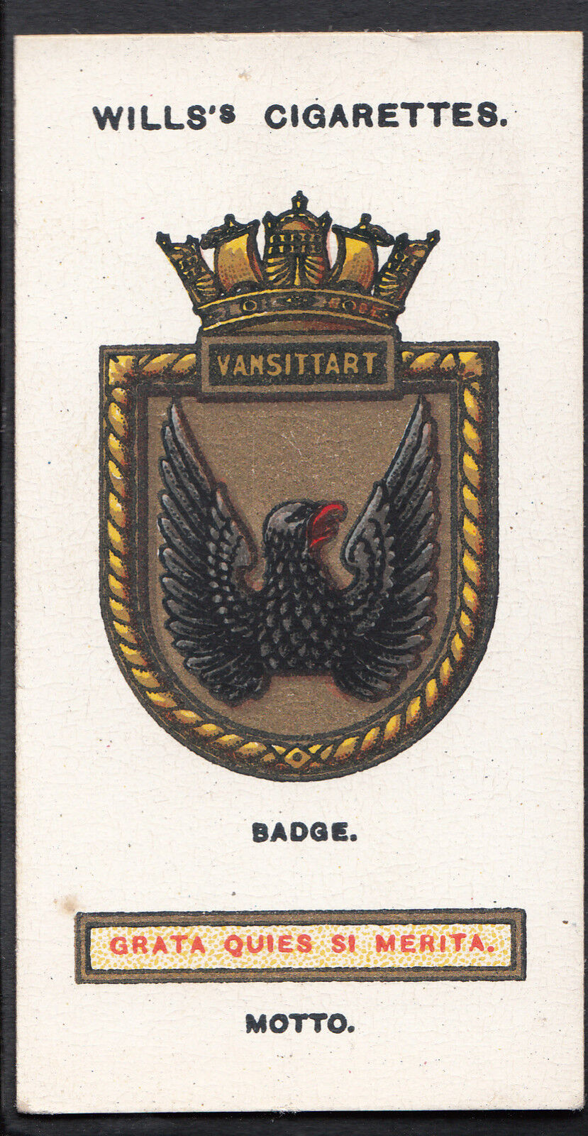 Wills Cigarette Card - Ships Badges Card No 27 - Vansittart