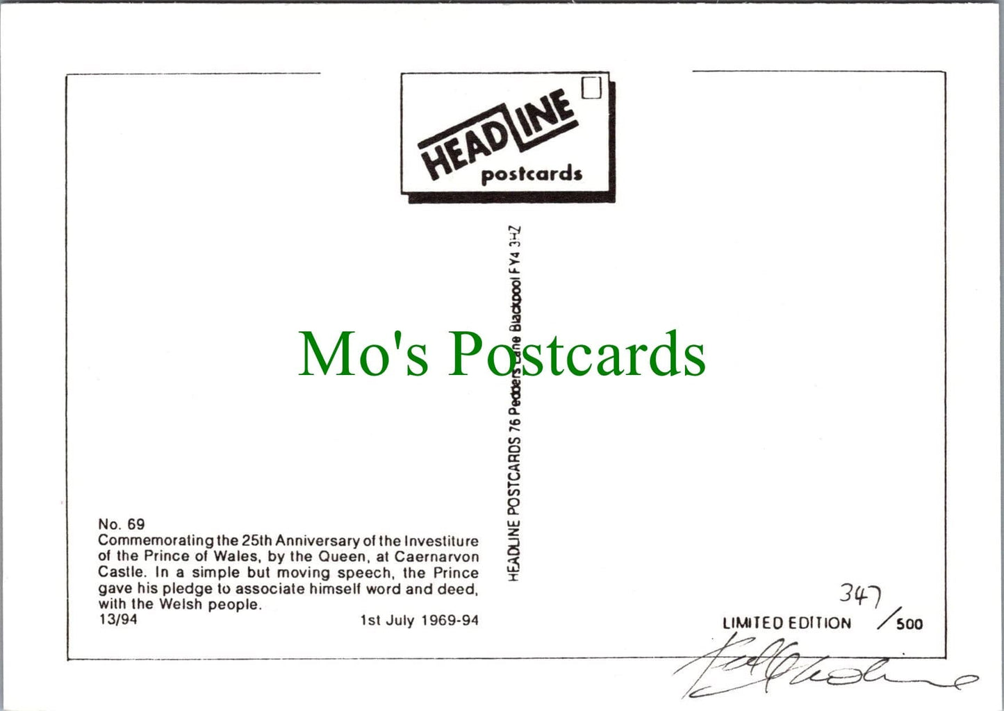 Royalty Postcard - Prince of Wales Investiture
