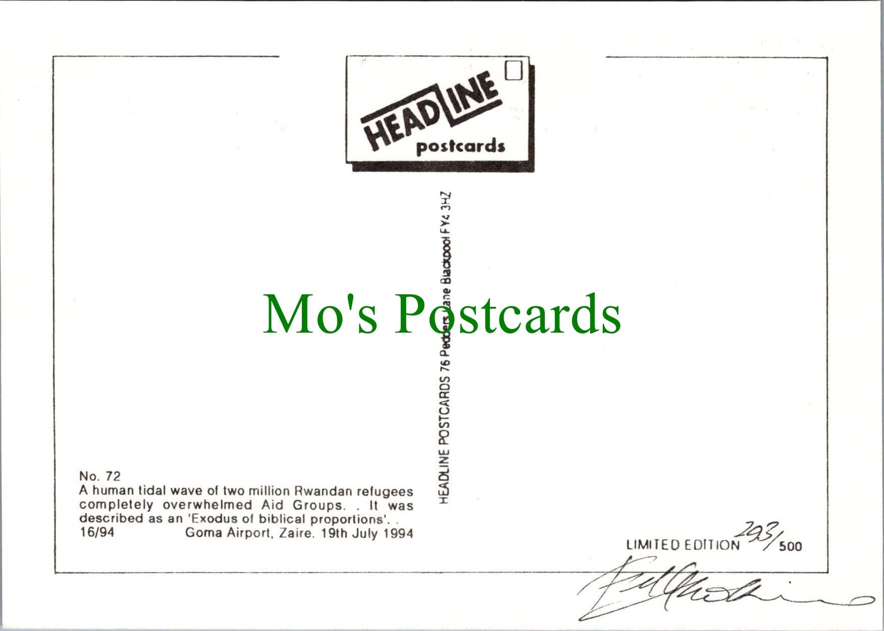 Headline Postcard - Rwandan Refugee Exodus