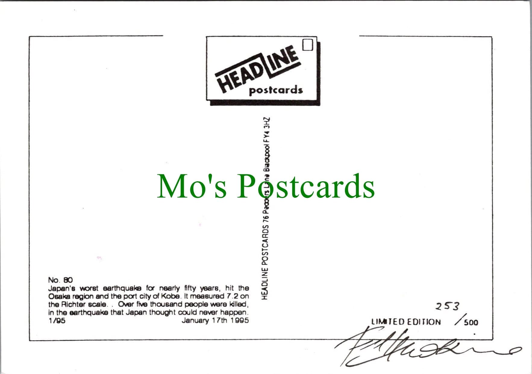 Headline Postcard - Japan Earthquake