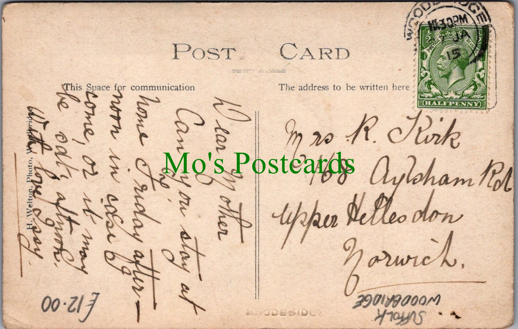 Suffolk Postcard - Aerial View of Woodbridge  Ref.SW9739