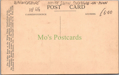 Warwickshire Postcard - Coffee Room, White Swan, Stratford-On-Avon HP616