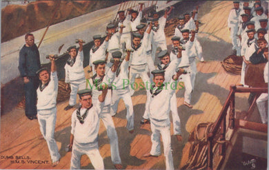 Naval Postcard - The Royal Navy - Dumb Bells, H.M.S.Vincent HP645