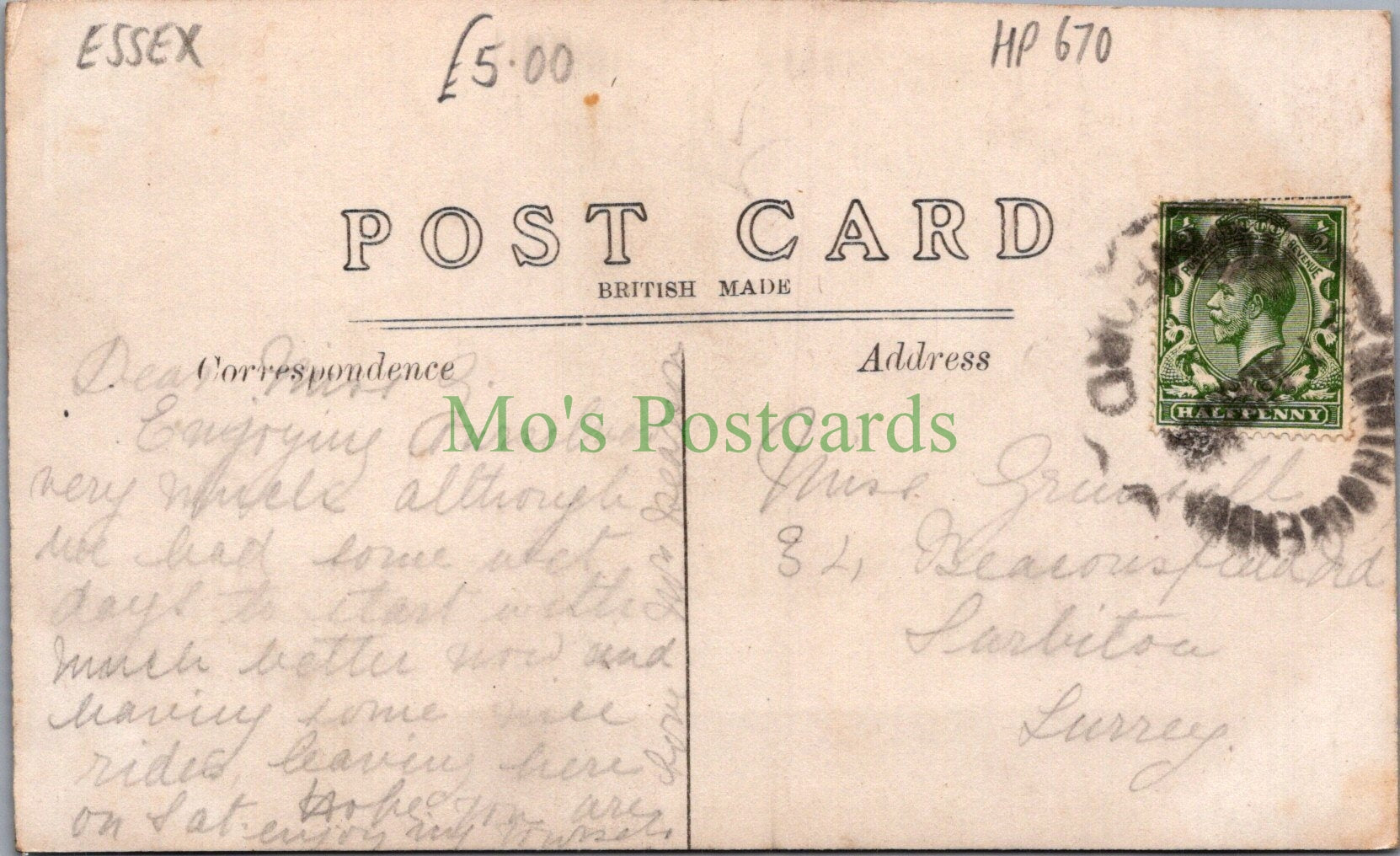 Essex Postcard - Greetings From North Ockendon HP670