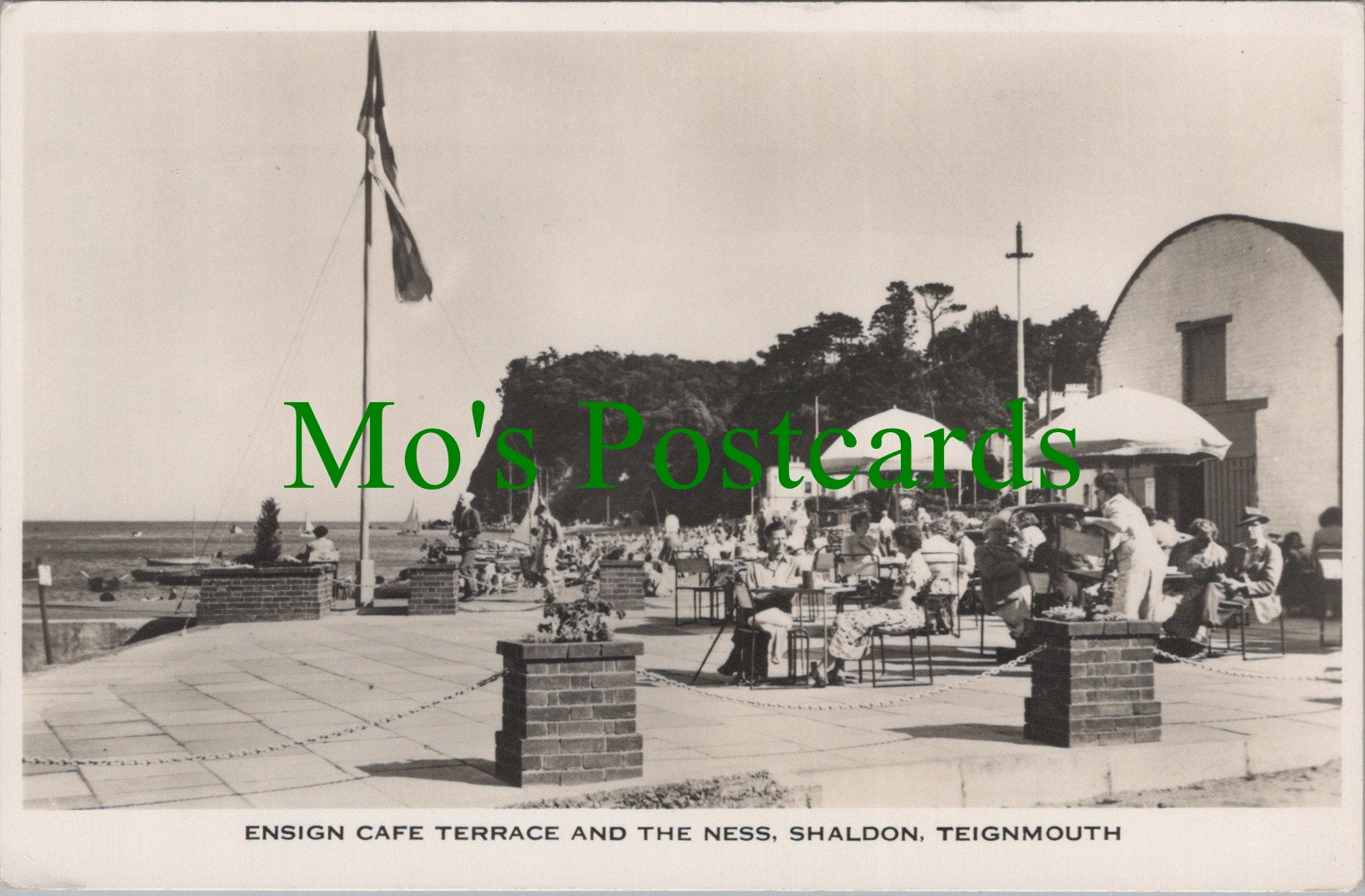 Devon Postcard - Teignmouth, Ensign Cafe Terrace and The Ness, Shaldon Ref.SW10137