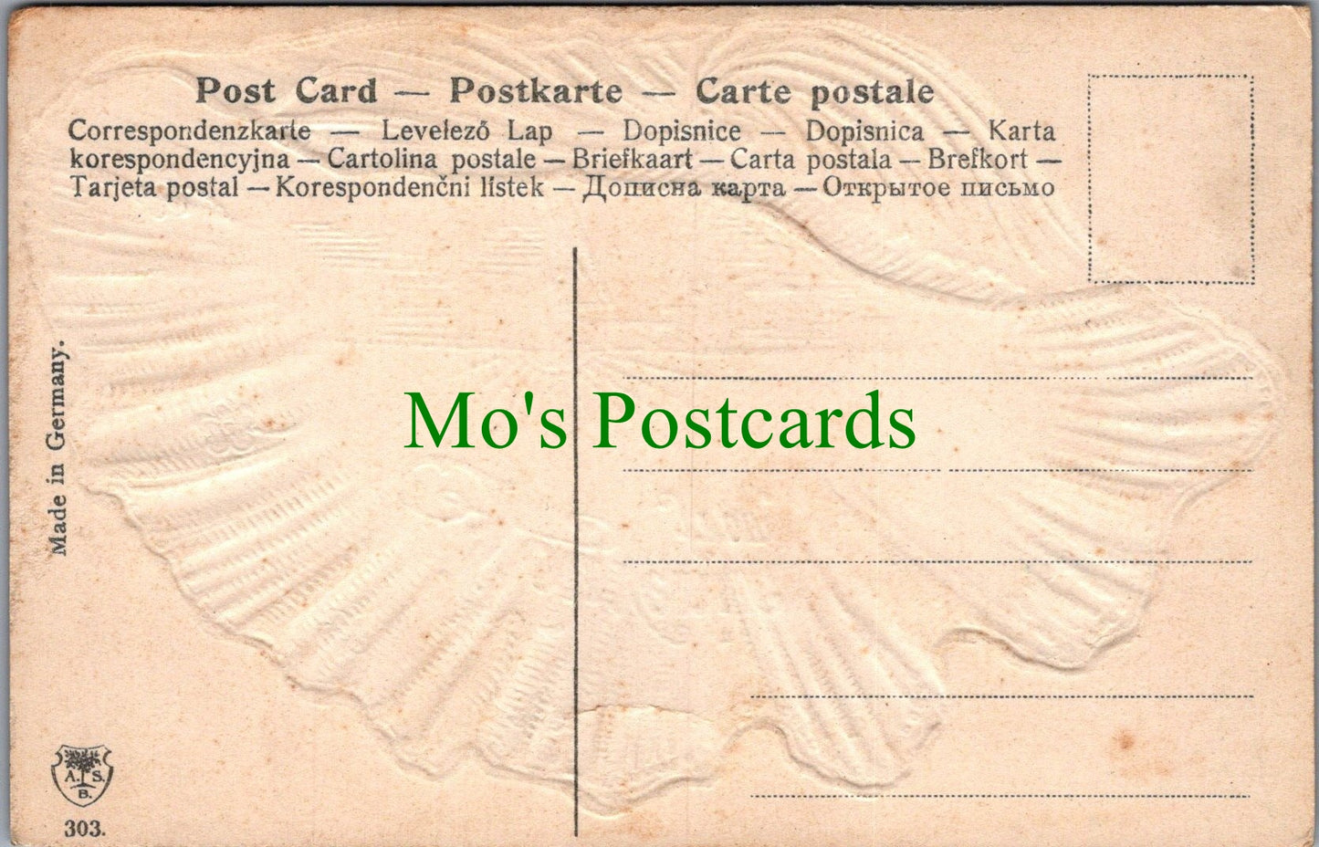 Embossed Greetings Postcard - Seashell, Souvenir From.. Ref.SW9920