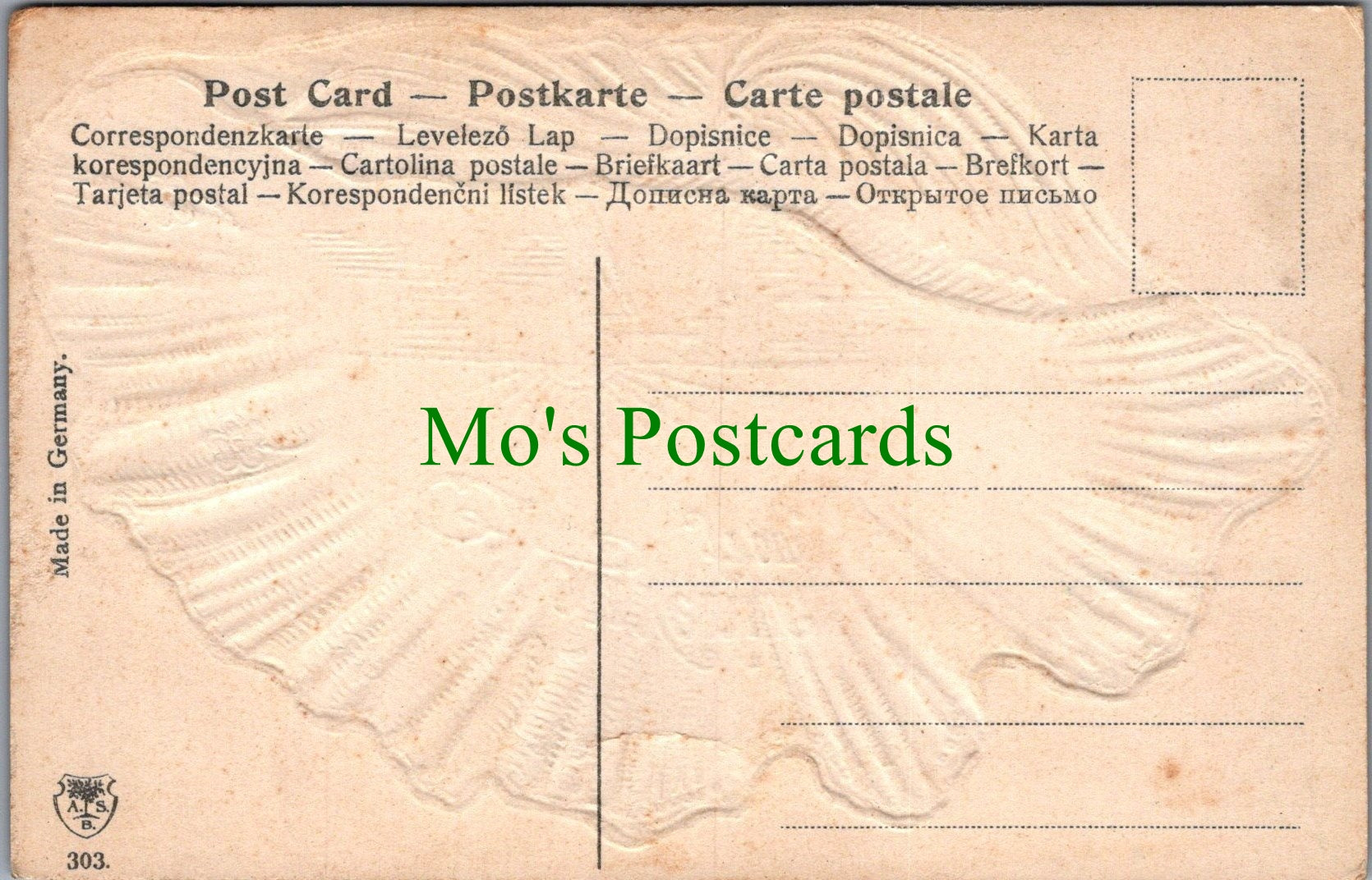 Embossed Greetings Postcard - Seashell, Souvenir From.. Ref.SW9920
