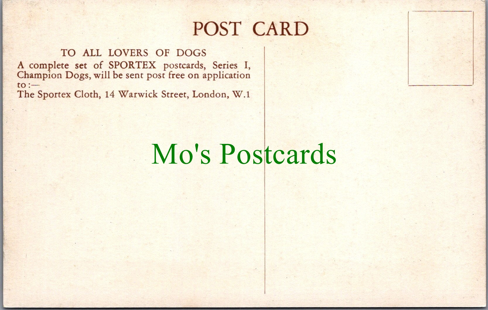 Animals Postcard - Dogs - A West Highland Terrier - "Sportex"  Ref.SW9876