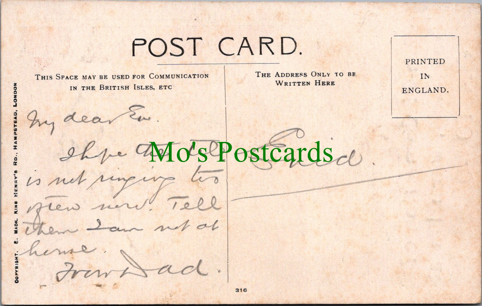 Teddy Bear Postcard - Bear Telephoning From Clacton-On-Sea Ref.SW9839