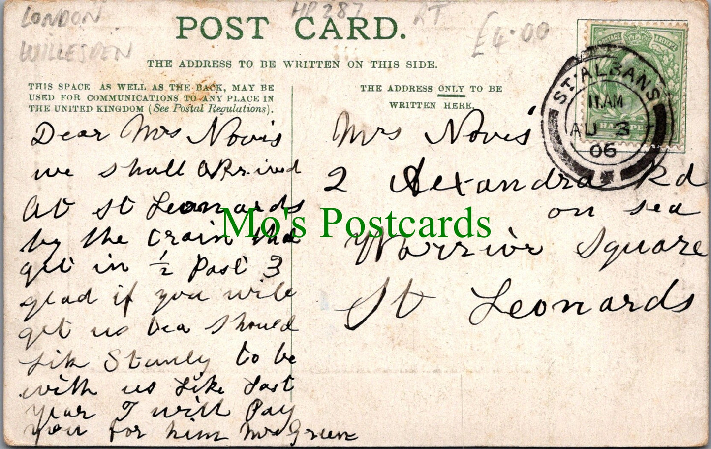 London Postcard - Wright's Cottage, Harlesden Road Ref.HP287
