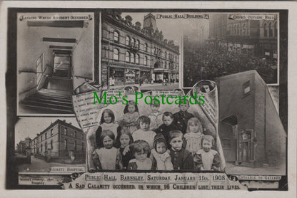 Yorkshire Postcard - Public Hall, Barnsley, 16 Children Lost Their Lives in 1908 Ref.HP299